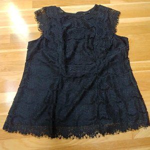 Cap Sleeve/Sleeveless Black Lace City Chic Blouse